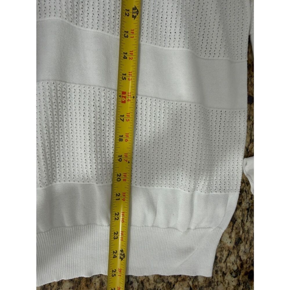 Marble Fashions Scotland White Textured Cotton Collared Knit Sweater Pullover L - Picture 10 of 10
